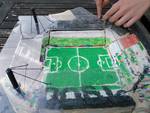 Fußballstadion aus Ton getöpfert von Kind in Werkstatt in Münster